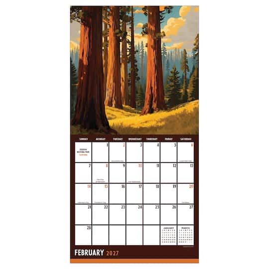 2027 National Parks-Art Mini Calendar